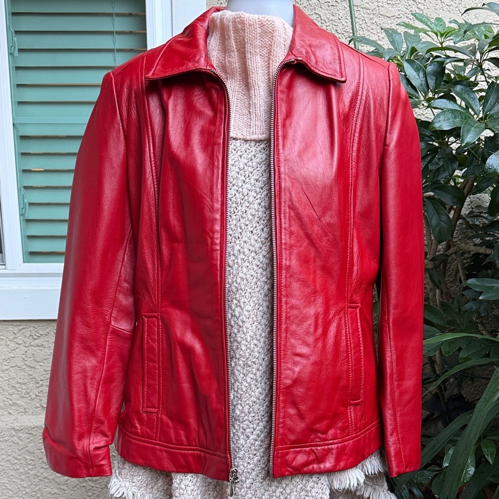Dark Red Leather Wilsons Leather Jacket - image 1